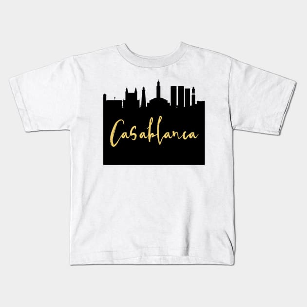 CSABLANCA MOROCCO DESIGNER SILHOUETTE SKYLINE ART Kids T-Shirt by deificusArt